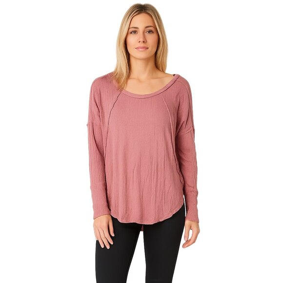Almost Famous Tops - 2/$30 Almost Famous Waffle Knit Raglan Tee Long Sleeve Dusty Rose XL #A0205 TRB2